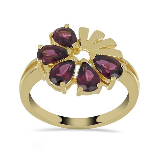 GOLD PLATED SILVER RINGS WITH 2.50 CT RHODOLITE #VR032899